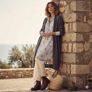 Soft Surrounding Dress M Tencel Lyocell Embroidered Peacock Tunic Lagenlook Boho